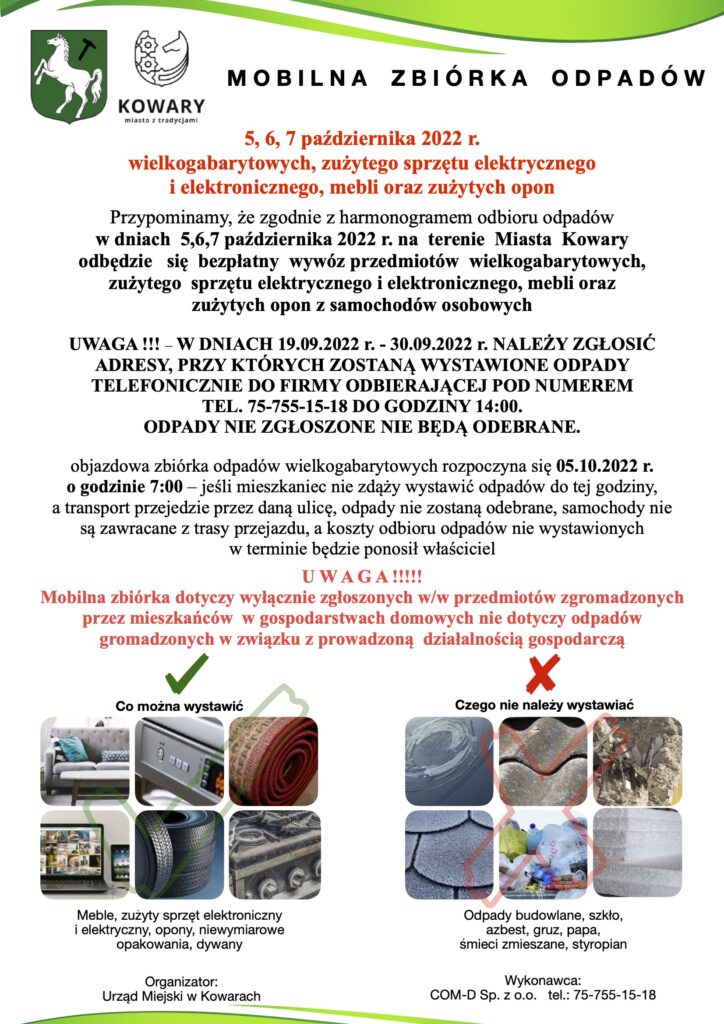 plakat mobilna zbiórka odpadów